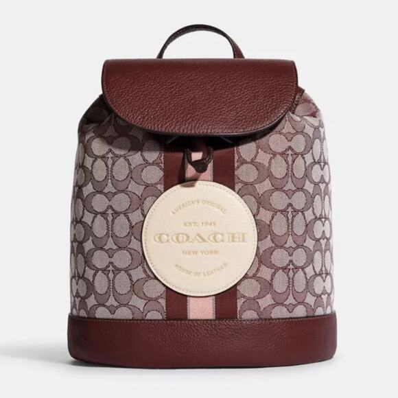 NWT Coach Dempsey Drawstring Backpack In Signature Jacquard With Patch Stripe - Picture 1 of 9